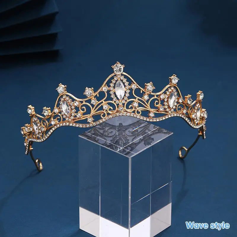 Wedding Hair Tiara Crystal Bridal Tiara Crown Silver Color Diadem Veil Tiaras Wedding Hair Accessories Headpieces Head Jewelry Vue A7