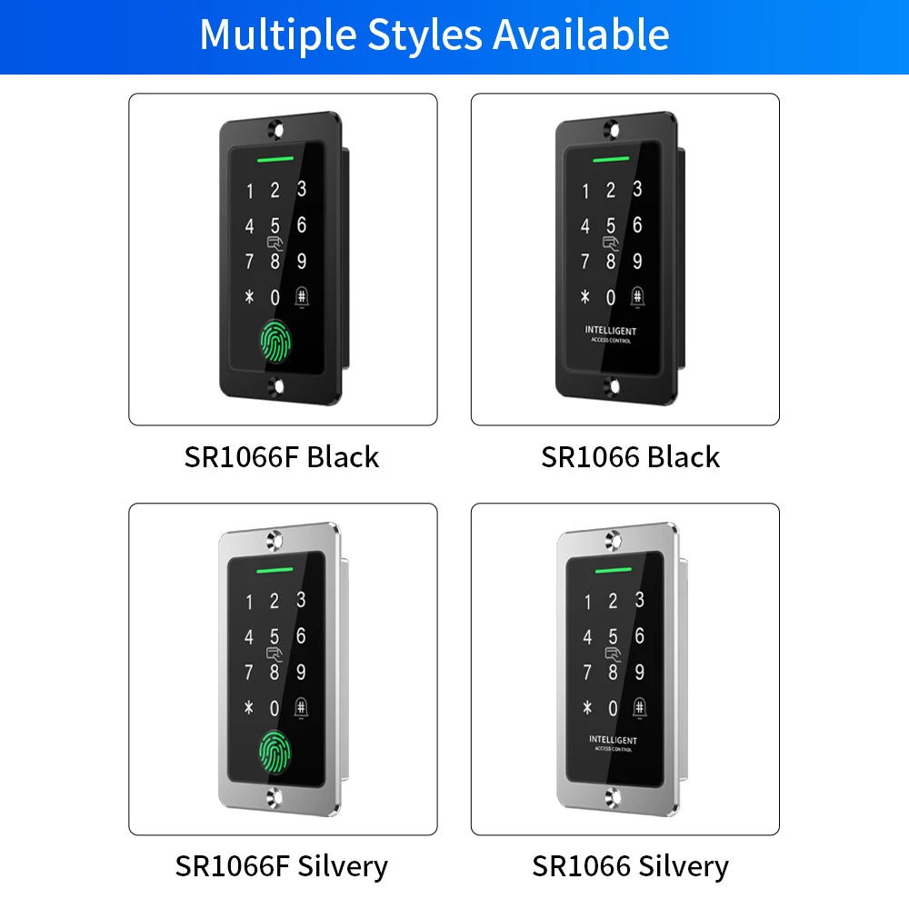 Outdoor IP67 waterproof embedded fingerprint NFC RFID access controller touch glass panelTTLOCK APP gateway remote attendance Vue