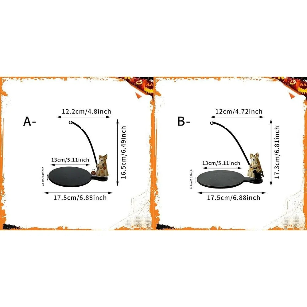 Creative Fishing Ghost Tea Coaster Set Wooden Funny Tea Bag Holder Heat Resistant Halloween Tea Bag Stand Halloween Vue