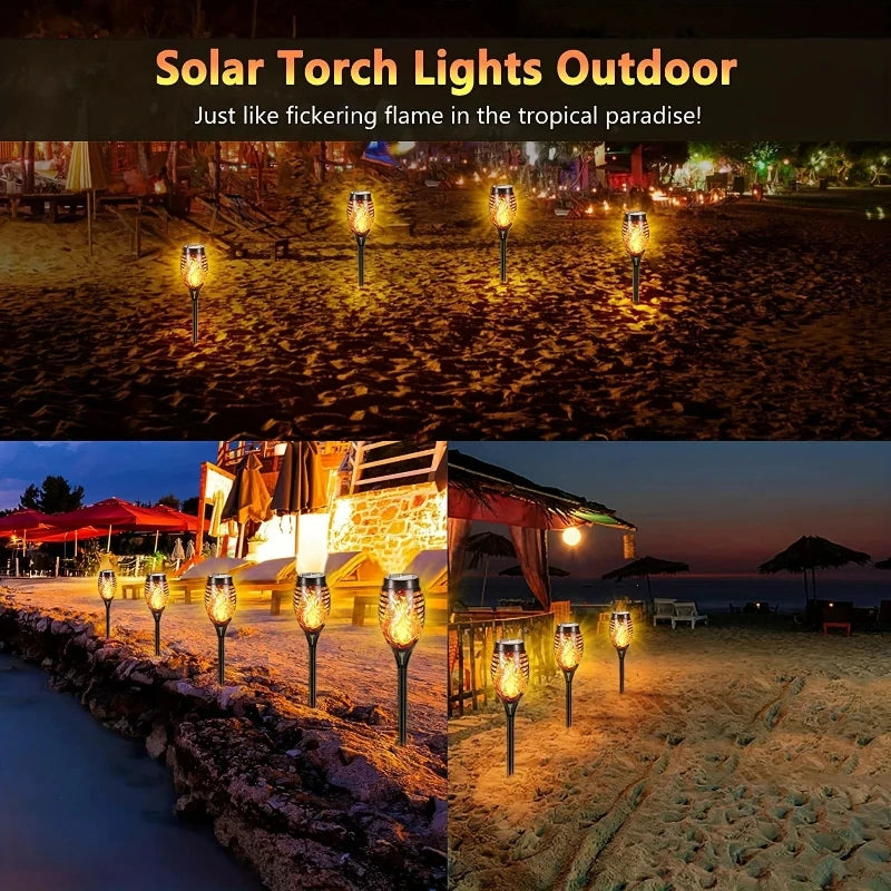 12LED Solar Flame Light Outdoor,Waterproof 12LEDs Torches Landscape Lamp for Outdoor Courtyard Garden Yard,Halloween Decorations Vue
