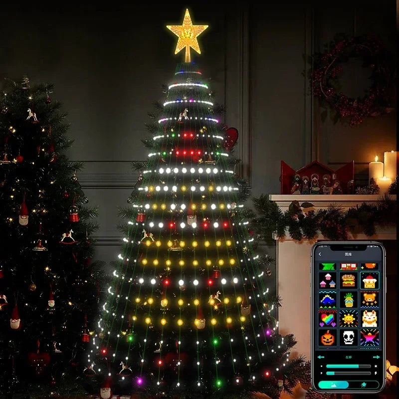 2.1M Smart LED Christmas Tree Decorative Lights APP Control DIY Image Pixel String Lights RGB Music Sync USB Fast Shipping Vue