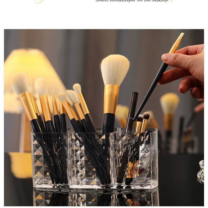 3 Slots Makeup Brush Holder Makeup Organizer Cosmetic Storage Box Lipstick Eyebrow Pencil Display Stand Acrylic Transparent Box Vue