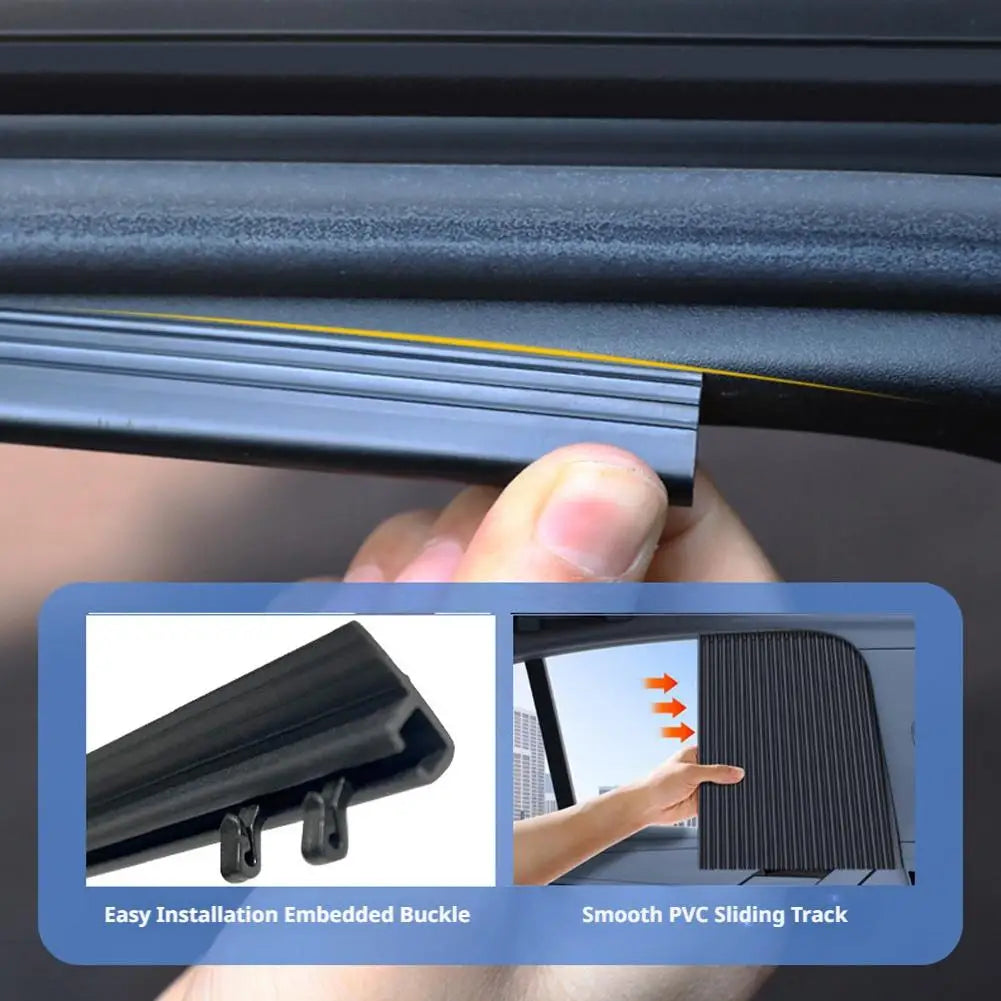 Black Gray Car Privacy Sunshade Embedded Car Curtains Retractable Sliding Rail Car Interior Private Sunscreen Side Window Cloth Vue
