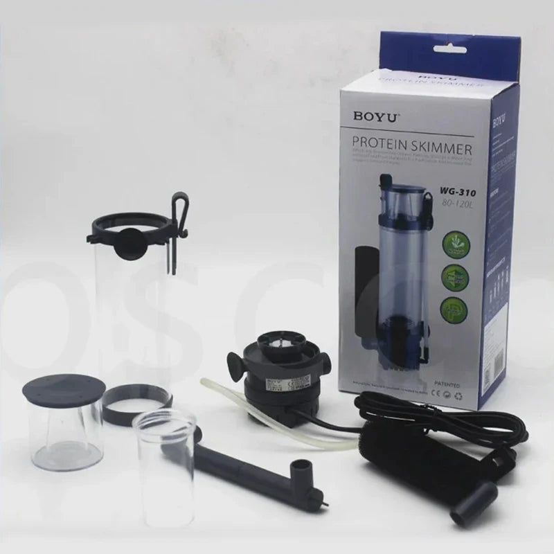 Seawater Coral Fish Tank Protein Separator with Pumped Egg Cleaner Aquarium Skimmer Filter Nano Mini Seawater Fish Tank Skimmer Vue