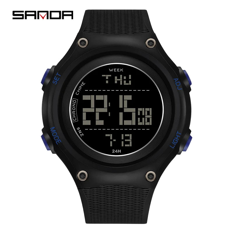 SANDA 2141 Men's Digital Military Sports Watch – Waterproof Digital Sports Watch Vue black blue China Mainland