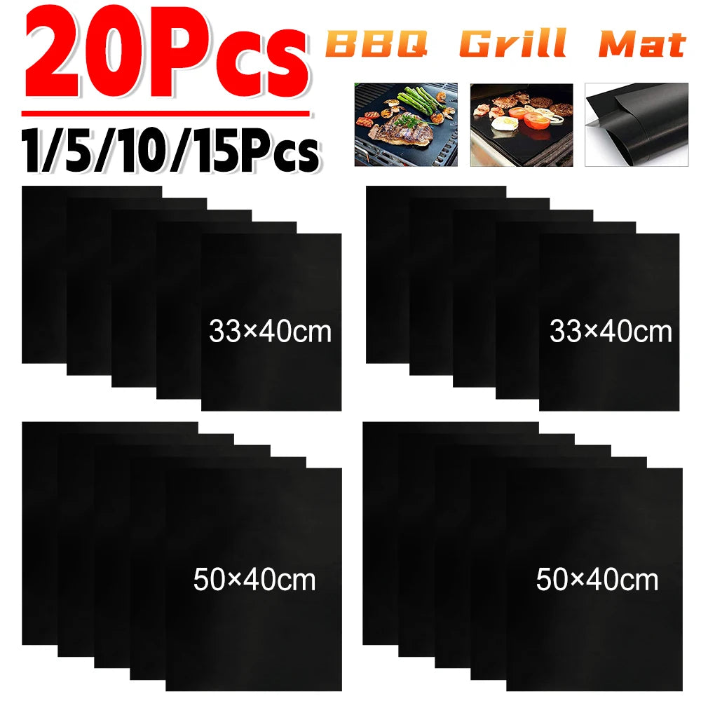 Reusable Non-Stick BBQ Grill Mats & Oven Liners Set BBQ Grill Mat Vue