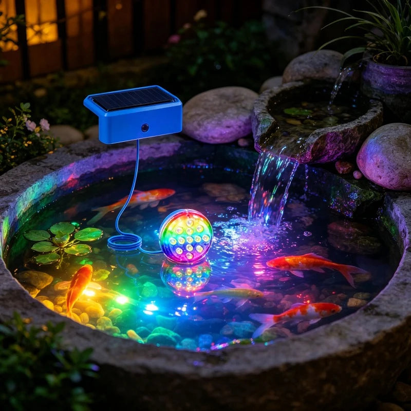 RGB Solar Underwater Pool Light Waterproof LED Color Changing Lamp for Outdoor Garden Above Ground Pool Pond Fish Tank Fountain Vue