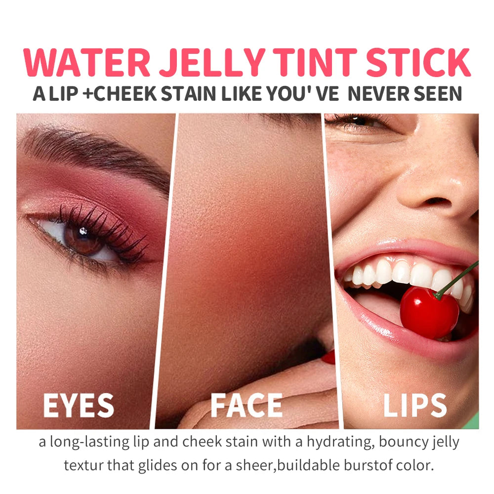 1 Pcs Waterproof Easy To Colors Lip Gloss Blusher Long Lasting Silky Nude Pink Jelly Blush Stick 3-in-1 Face Sexy Women Makeup Vue
