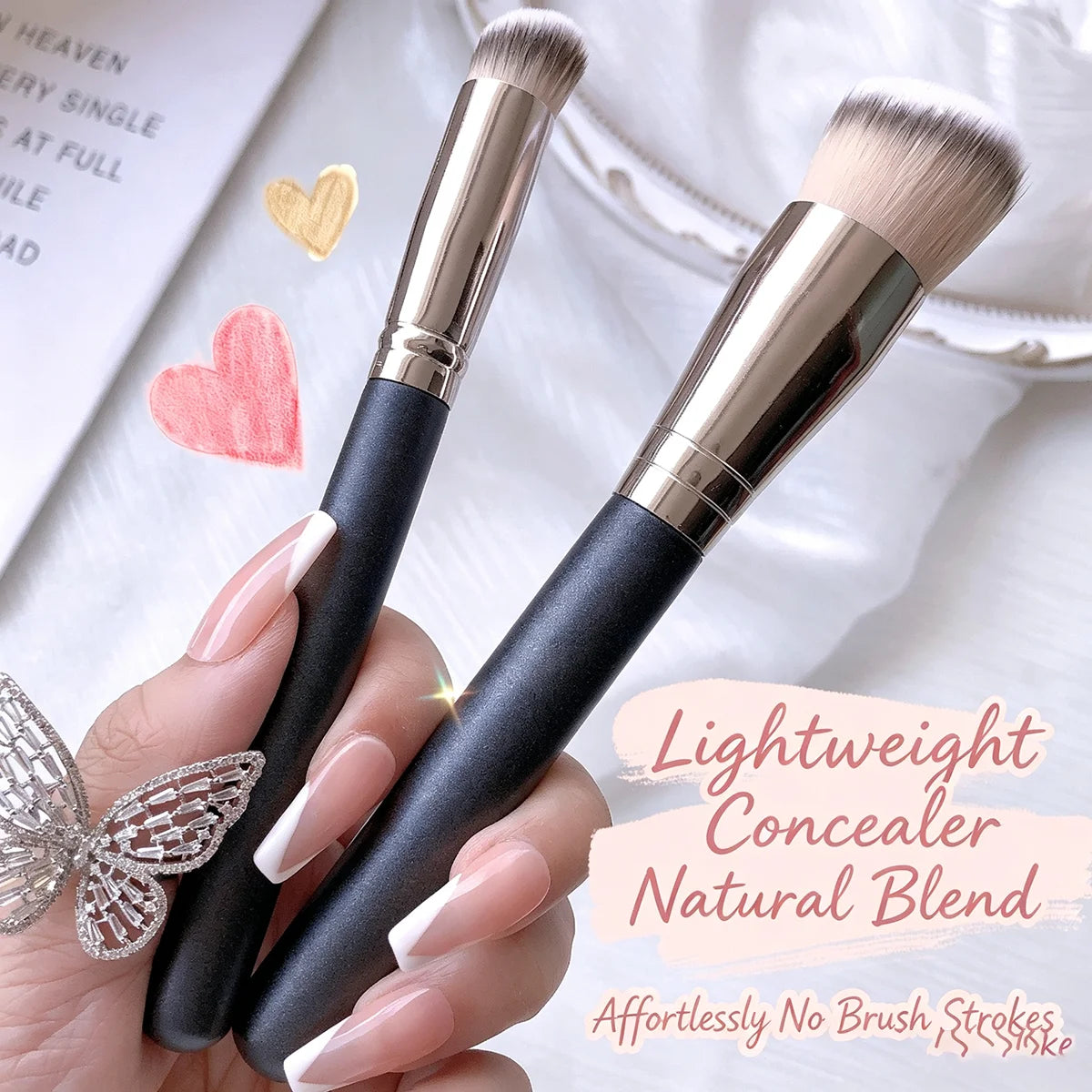 Mini Concealer Makeup Brush, Round Dome Head, Soft Dense Bristles, Ideal for Spot Concealing, Blending Under Eye Foundation Vue