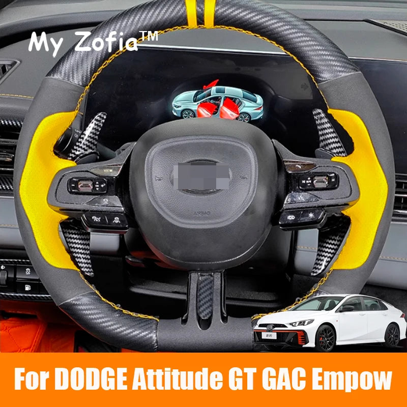 For New DODGE Attitude GT GAC Empow 2024 2025 Carbon Fiber Cover Steering Wheel Paddle Shifter Aluminum Alloy Decor Accessories Vue