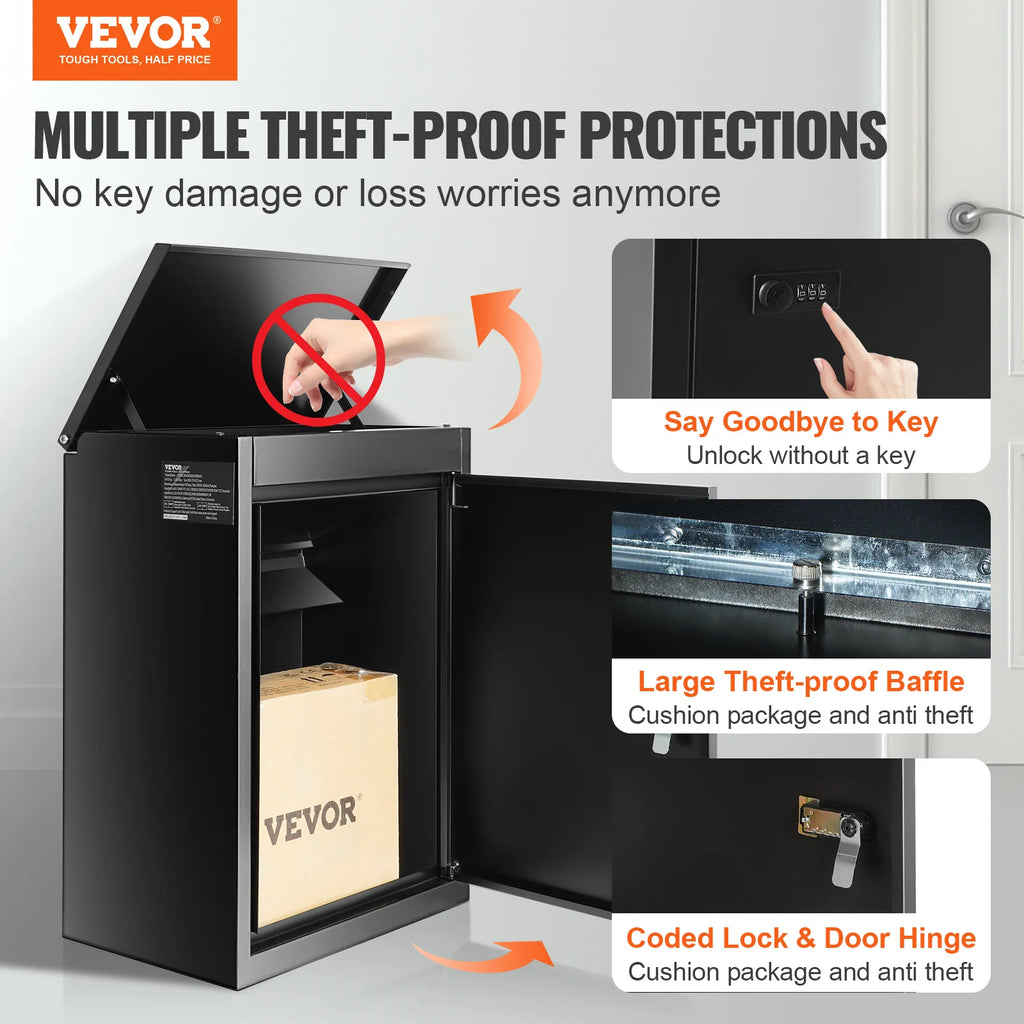 Galvanized Steel Wall Mount Package Delivery Box | Coded Lock Package Delivery Box Vue