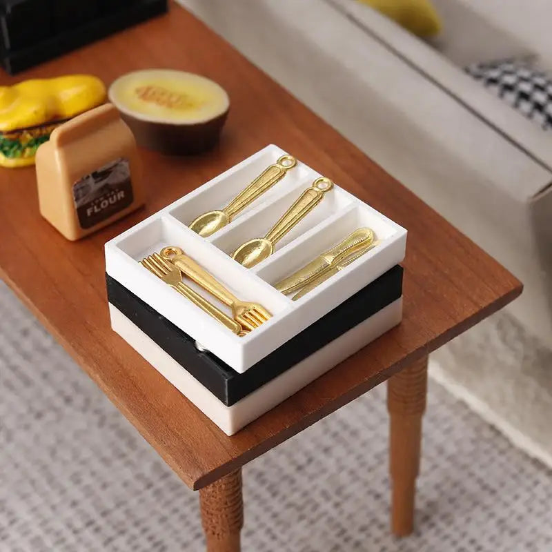 5Pcs 1/12 Dollhouse Tableware Sundries Storage Tray Table Drawer Storage Case Dressing Desk Jewelry Stationery Organizer Vue