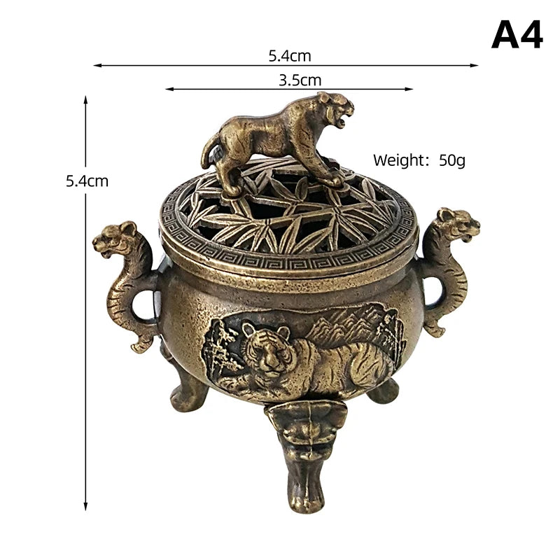 Alloy Lucky Incense Burner Bowl Incense Holder With Handle Yoga Meditation Home Office Decor Ancient Style For Relaxation Vue A4