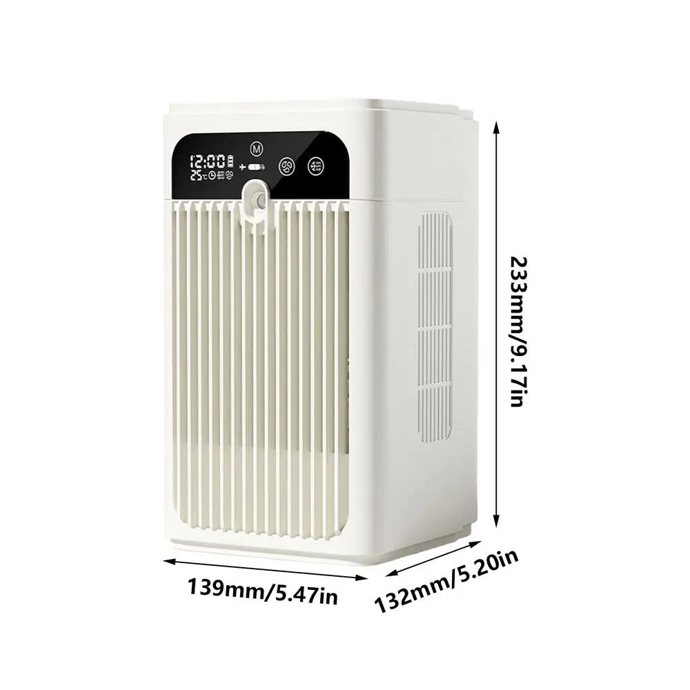 3000mAh Rechargeable Misting Fan, Portable Personal Air Cooler with Timer Display, 2-Speed Quiet USB Desk Fan for Bedroom Office Vue A