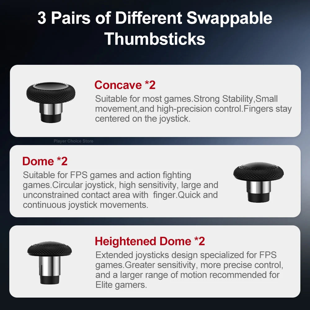 GameSir Joystick Caps for G7 Pro G7 Pro 8K Cyclone 2 Gamepad Accessories 3 Pairs Personalized Caps Smooth Steel Ring Control Vue