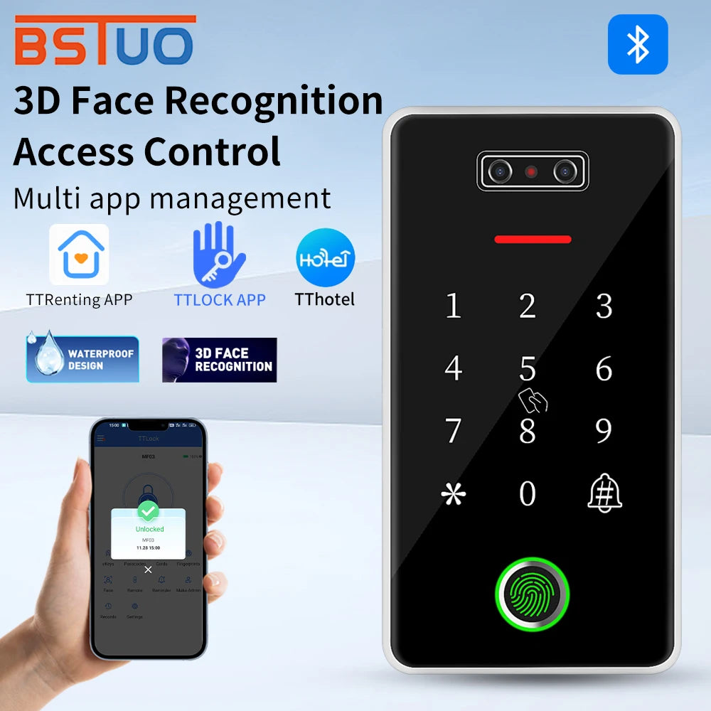 M1 TTlock App Control RFID IC Card Reader Code Door Keypad Electronic Hotel Smart Facial Door Lock System with TTHotel TTRenting Vue