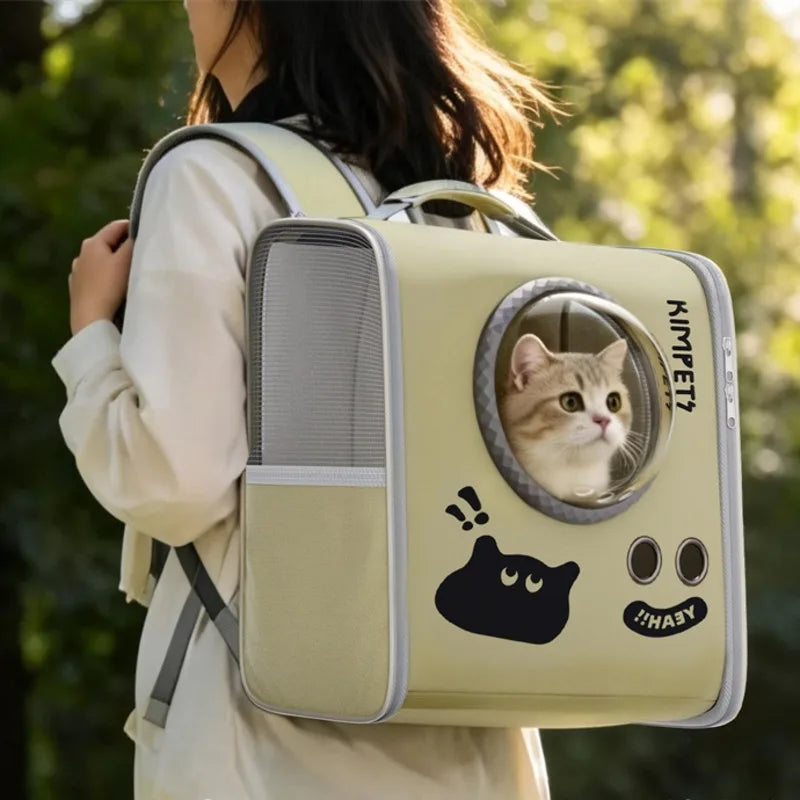 Portable Clear Cat Backpack Breathable Capsule Pet Carrier Large Dual Strap For Travel Outdoor Urban Commuter For Cat Lovers Vue