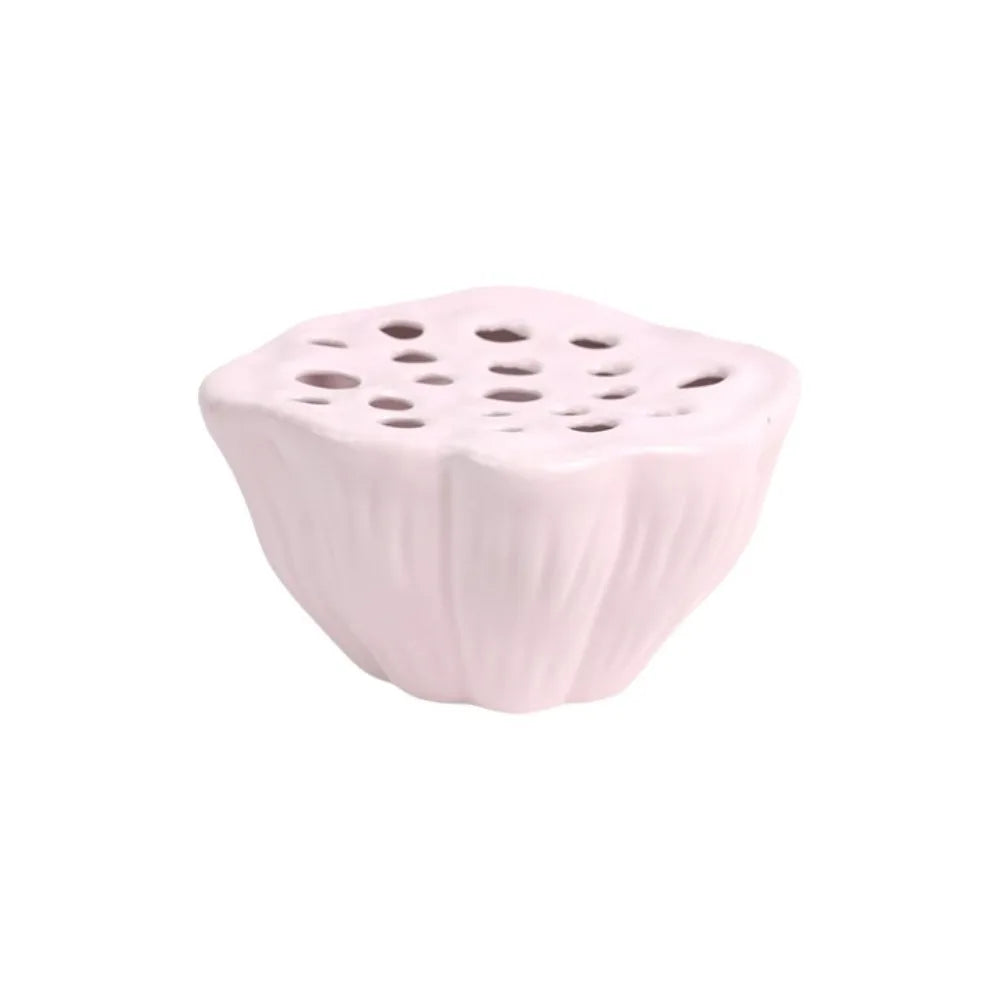 Chinese Style Ceramic Lotus Vase Exquisite Natural Hydroponic Container Zen Meaning Artificial Flower Arrangement Vessel Vue Pink