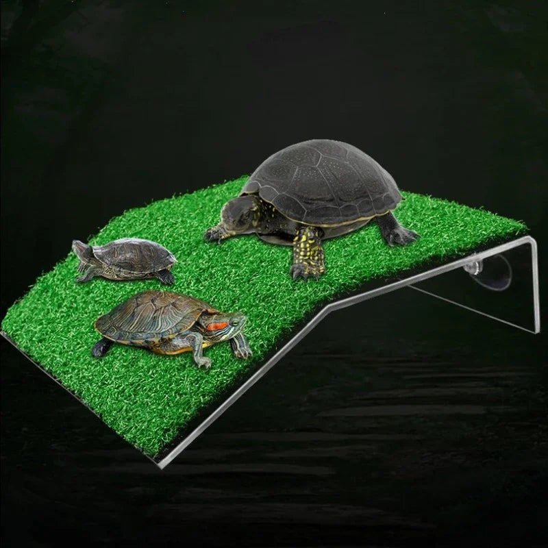 Aquarium Lawn Turtle Sun Terrace Turtle Climbing Platform Reptile Basking Resting Terrace Simulation Grass Turtle Ramp terrario Vue
