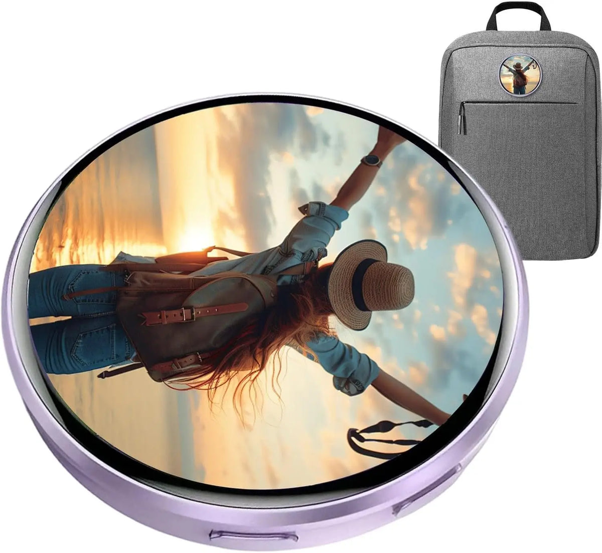 Electronic Badge 1.7 Inch Touch Screen HD Display Screen LED Button with Video Playback for Cosplay Backpack Bag Door Jewelry Vue PURPLE