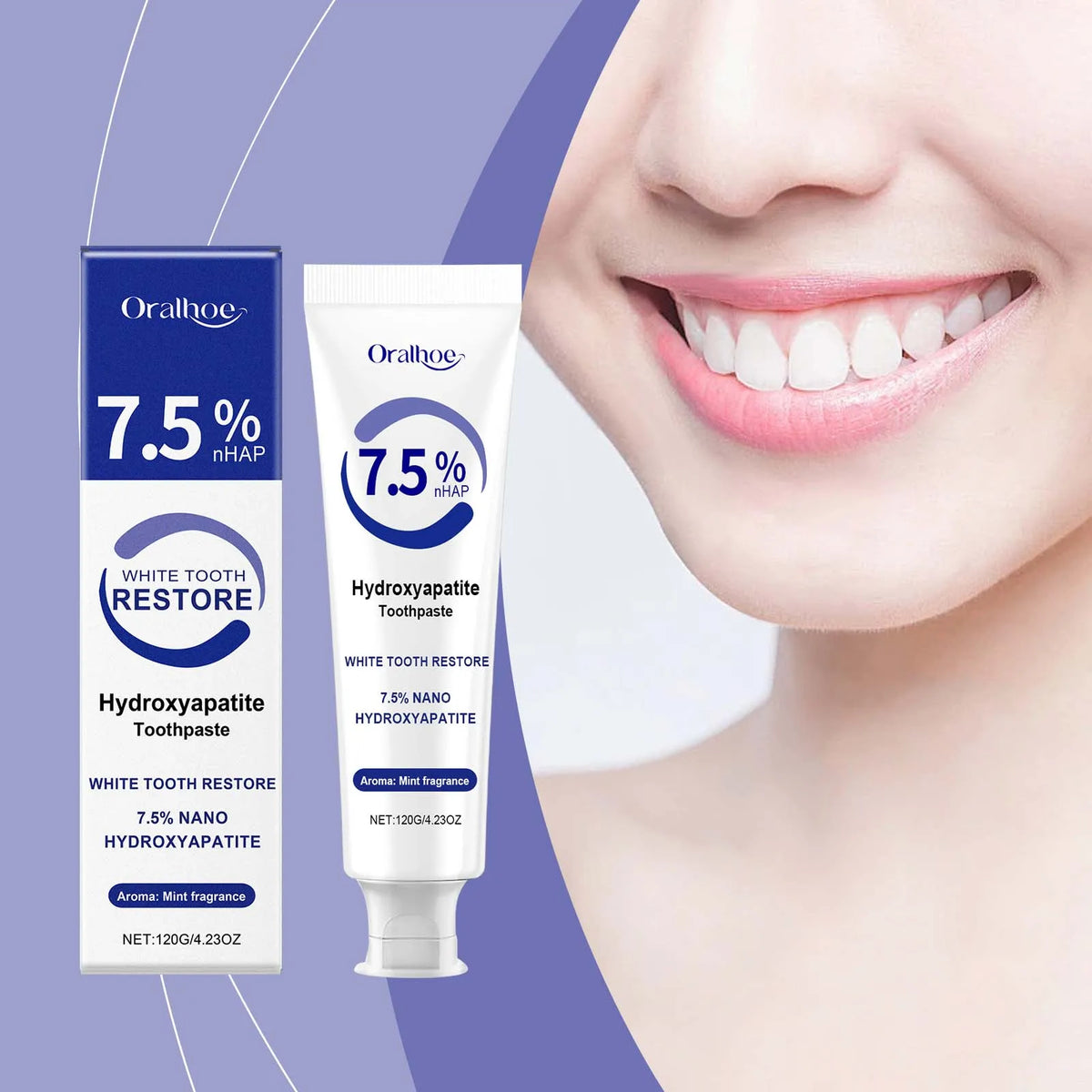 7.5% Hydroxyapatite Toothpaste for Sensitive Teeth - Enamel Protection & Strengthening, Fluoride-Free, Gentle & Effective Formul Vue