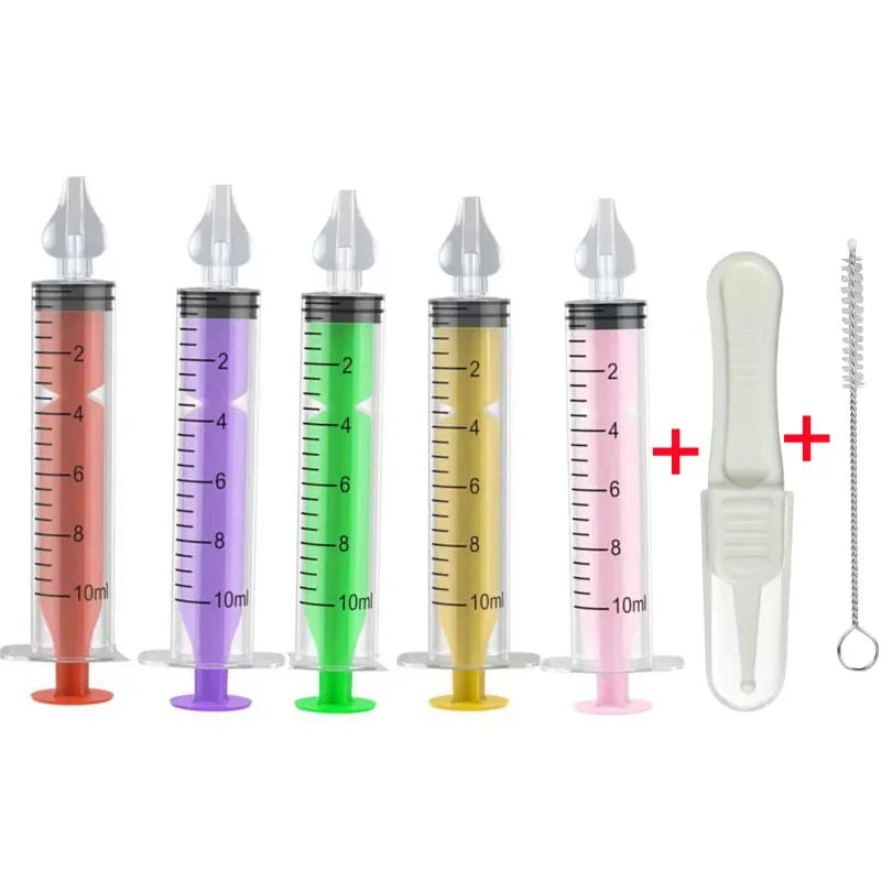 vvocci Baby Nose Cleaner Baby Brush & Tweezer with Cleaning Needle Wash Tool Tube Aspirator NasalSyringe Nasal Irrigator Nose Vue B364-7Pcs Set MixedA