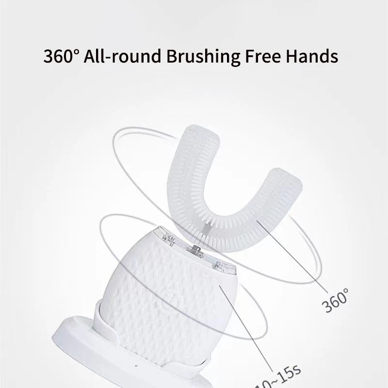 360 Degreed U Type Automatic Electric Toothbrush Rechargeable forAdults Ultrasonic Sonic Tooth Brushes Blue Light IPX7Waterproof Vue