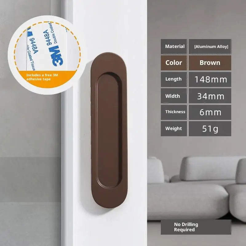 Aluminum Alloy Self Adhesive Sliding Door Handle Punch Free No Drill Needed for Kitchen Window Door Modern Look Vue A8