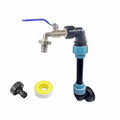 Metal Faucet IBC Tank Gooseneck 25cm Height Pipe Outlet Valve Faucet Adapter Connection Kit Durable Gooseneck Outlet Tap Vue Blue grip handle
