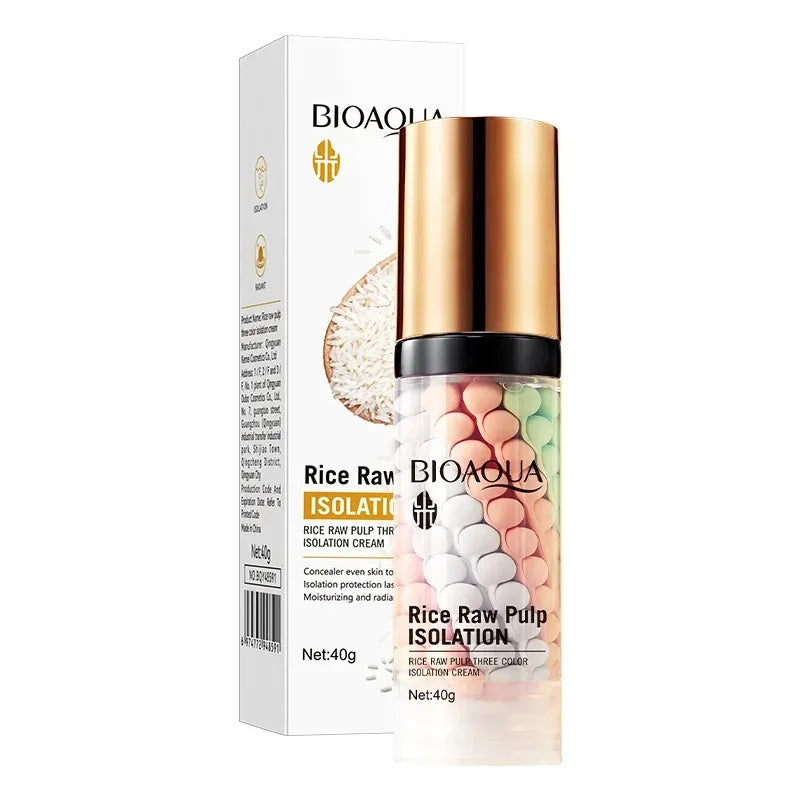 Bioaoua Rice Puree Three-Color Isolation Cream, a Contouring and Beautifying Isolation Cream That Evens Out Skin Tone, Covers Blemishes, and Maintains a Long-Lasting Makeup Look Vue