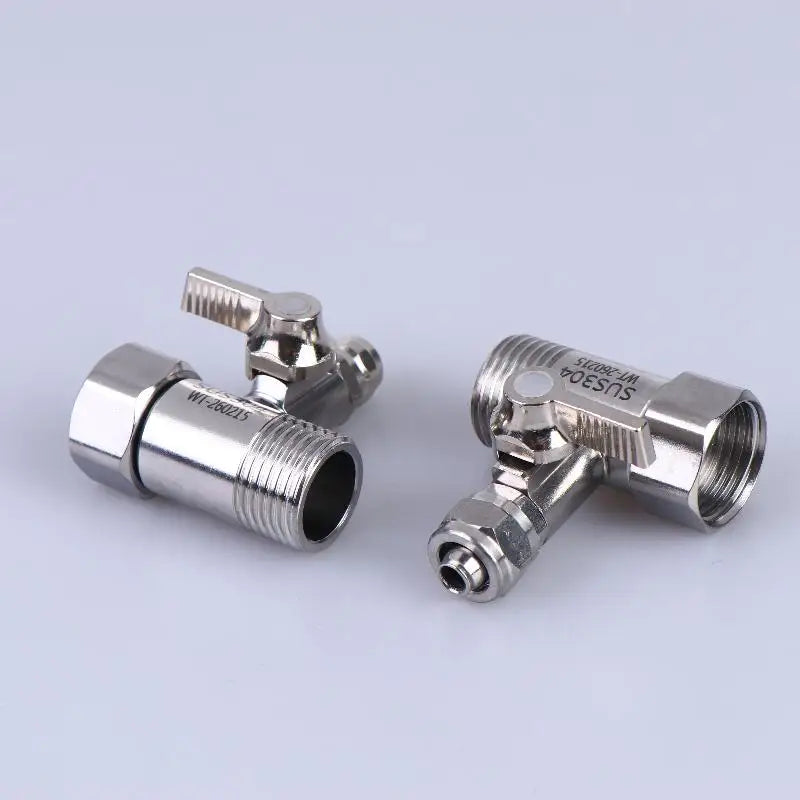 1 Set RO Feed Water Adapter 1/2 to 1/4 3/8 Inch With Shut Off Valve Long Lasting Brass for Under Sink Filter Vue