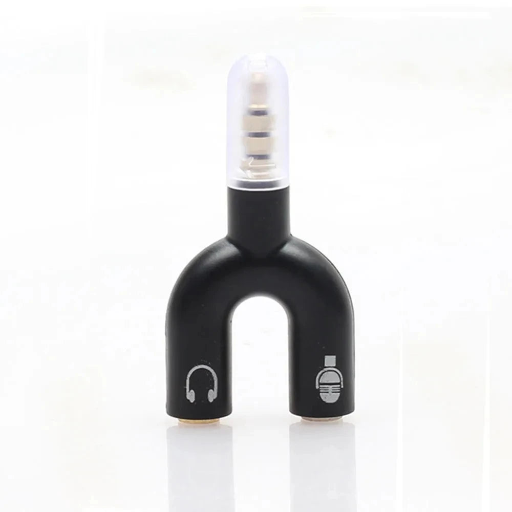 3.5mm Headphone Mic Splitter Adapter U-shaped Stereo 3.5mm 1 To 2 Audio Splitter Adapter for PS4 PC Laptop Ear Headset Cables Vue black