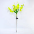 Solar Phalaenopsis Orchid Outdoor Stake Lights, 5Head Artificial Butterfly Orchid LED Lamp for Lawn Yard Garden Party Decor Vue Warm White Green 1PC 5Head
