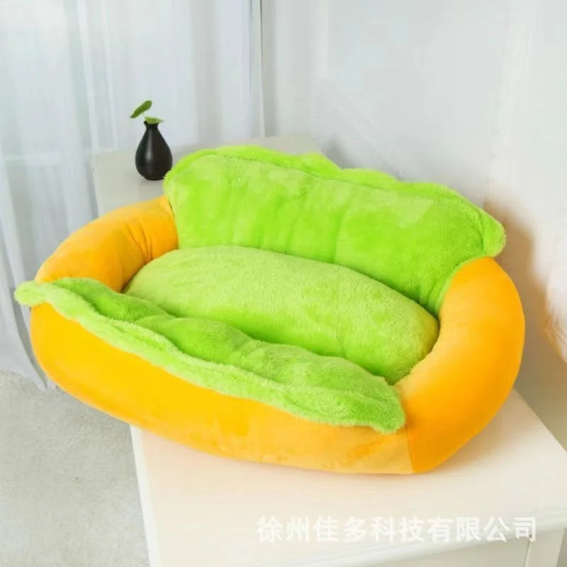 Plush Round hot Dog Bed Warm Winter Thickened Soft Puppy Bed Washable Inner Cushion Kennel Nest For Small Dogs Cats Home Indoor Vue A1 55x45x21cm