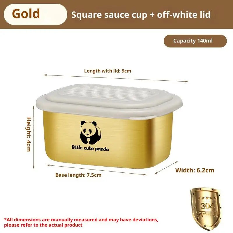 140ml With Sealed Lid Seasoning Box Leak-proof 304 Stainless Steel Sauce Cup Durable High Quality Condiment Containers〔CC11〕 Vue Gold white