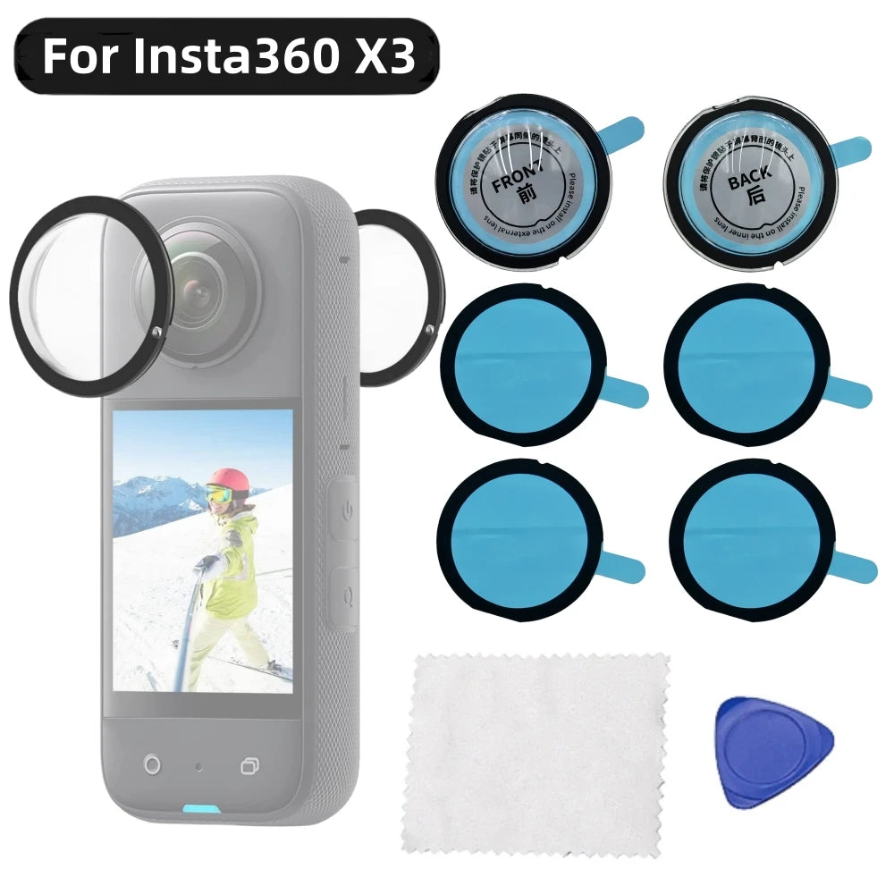 For Insta360 X3 Lens Protector Dual Lens Guards Protective PC Cover Sticky Waterproof Accessories Vue