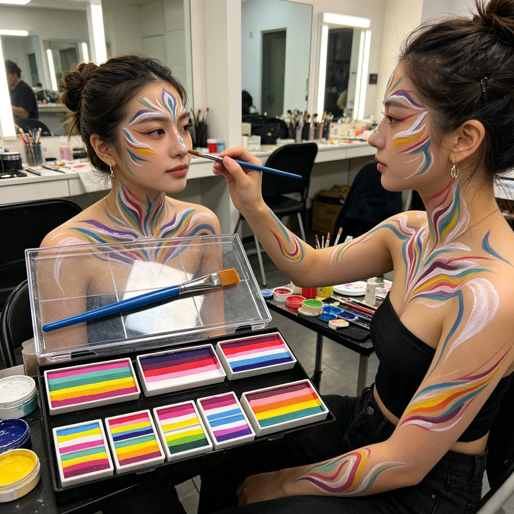 12 Colors Facial Water-Soluble Body Painting Face Makeup Palette for Kids Adults Stage Halloween Cosplay Party Art Supplies Vue