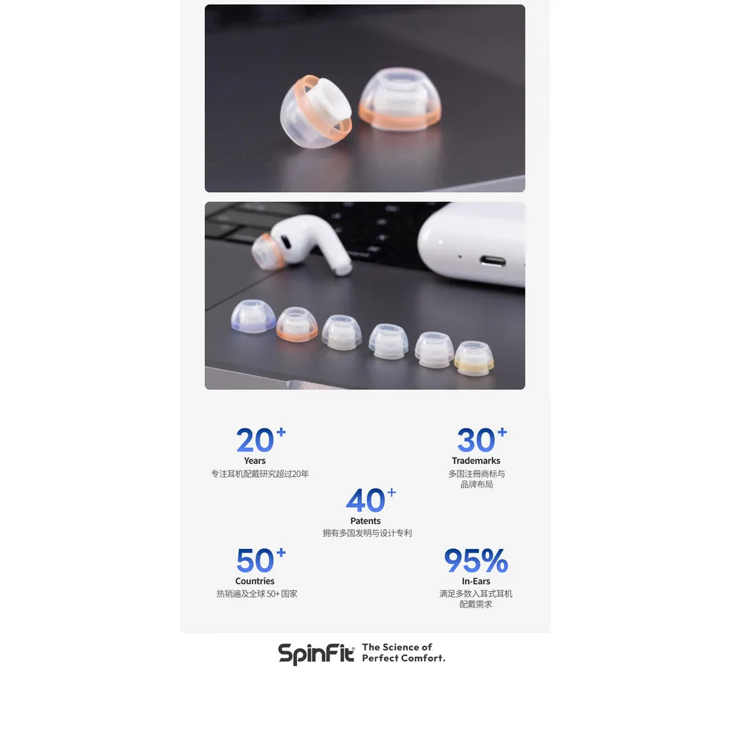 SpinFit AuraFine 3D Axis Silicone Ear Tips for AirPods Pro Silicone Ear Tips Vue