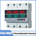 100A 63A 3 Phase Din Rail Phase Selector Adjustable Over and Under Voltage Current Protection Monitor Relays Protector Vue 63A
