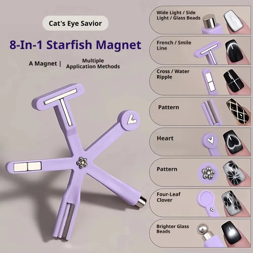 Nail Art Cat's Eye Magnet, Multi-functional Pattern Crystal Stone Magnetic Strip Stick, Cylindrical Magnet Tool Vue