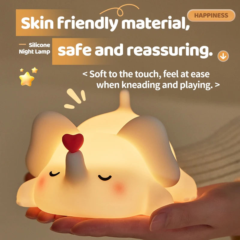 Cute Animal Led Night Light Bedroom Bedside Table Lamp for Nursery Toddler Kids Toy Birthday Gifs Silicone Rechargeable Portable Vue