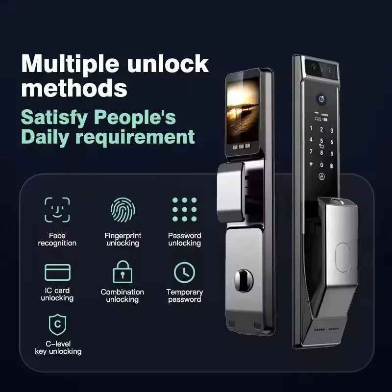 3D Face Recognition Unlock Digital Door Lock With Camera FIngerprint Password Unlock Keyless Electronic Door Lock Vue