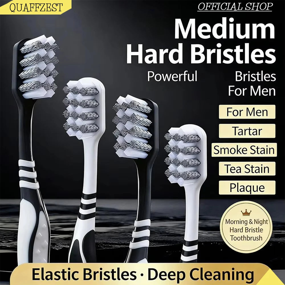 2Pcs Hard-bristled Cleaning Toothbrush Medium Hard Deep Cleaning Remove Tea Stain Plaque For Adult Vue Default Title