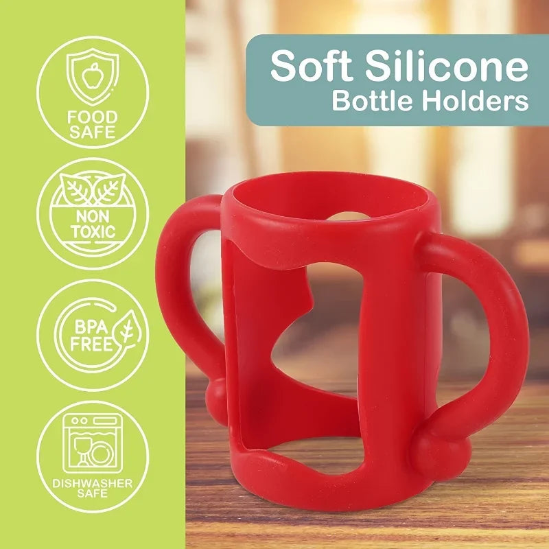 Easy Grip Handle vvocci Silicone Bottle Handle For Narrow Baby Bottles Can Accommodate Most Bottles - BPA-free Soft Silicone Vue