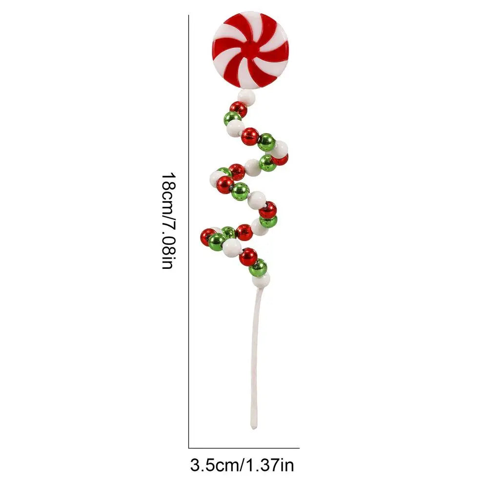 18x3.5cm Christmas Picks For Tree Xmas Tree Candy Picks Decorations Festive Ornaments Winter Scene Layout Red-and-white Candy Vue A