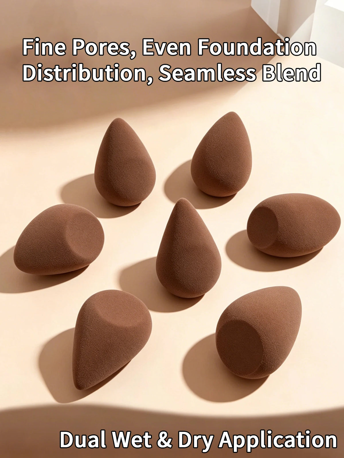 1/3/4pcs Brown Makeup Sponge Set, Super Soft Wet & Dry Dual-Use Foundation Puff, Travel Essentials Cheap Bulk Beauty Tools Vue