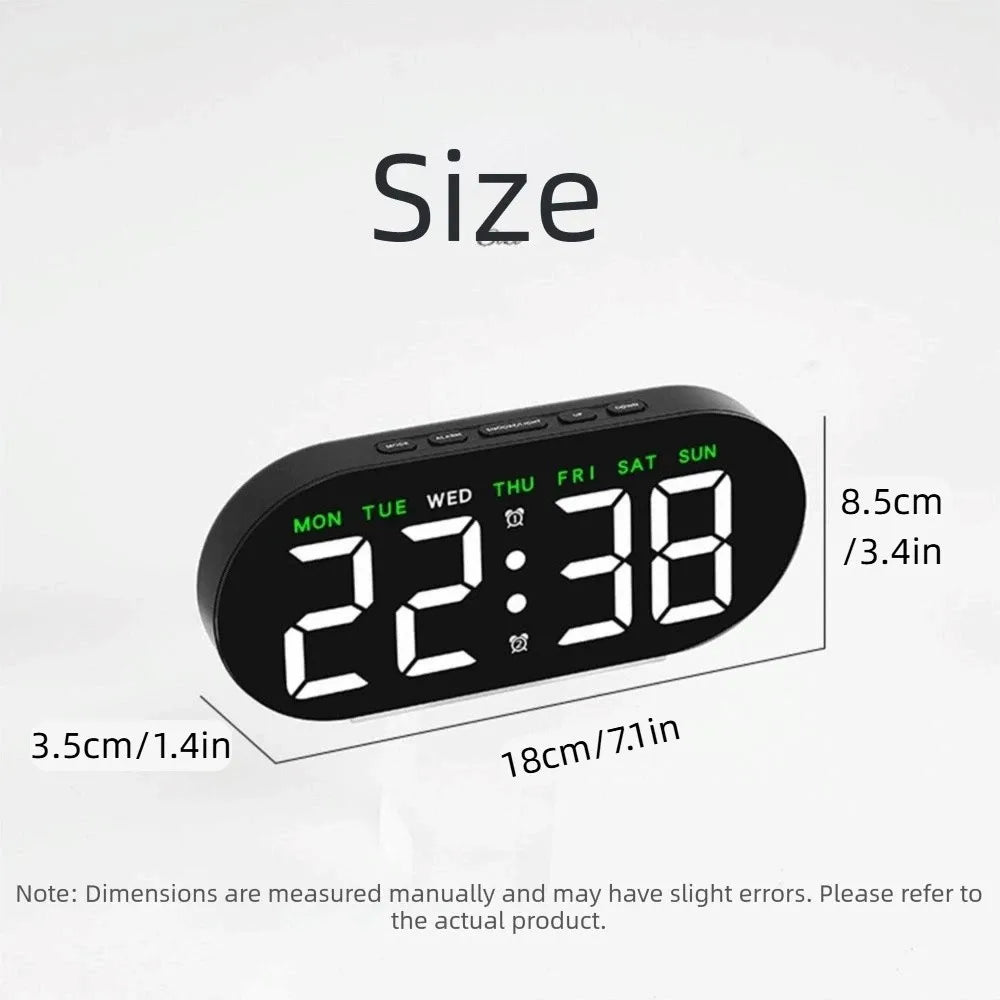 Large Screen Digital Alarm Clock Minimalist Design Night Light LED Electronic Clock Stylish Adjustable Brightness Vue
