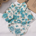 Flower Pattern Dog Shirt Breathable Thin Cat T-Shirts Soft Fabric Collared Style Dog Cooling Vest Outdoor Activities Vue Blue L