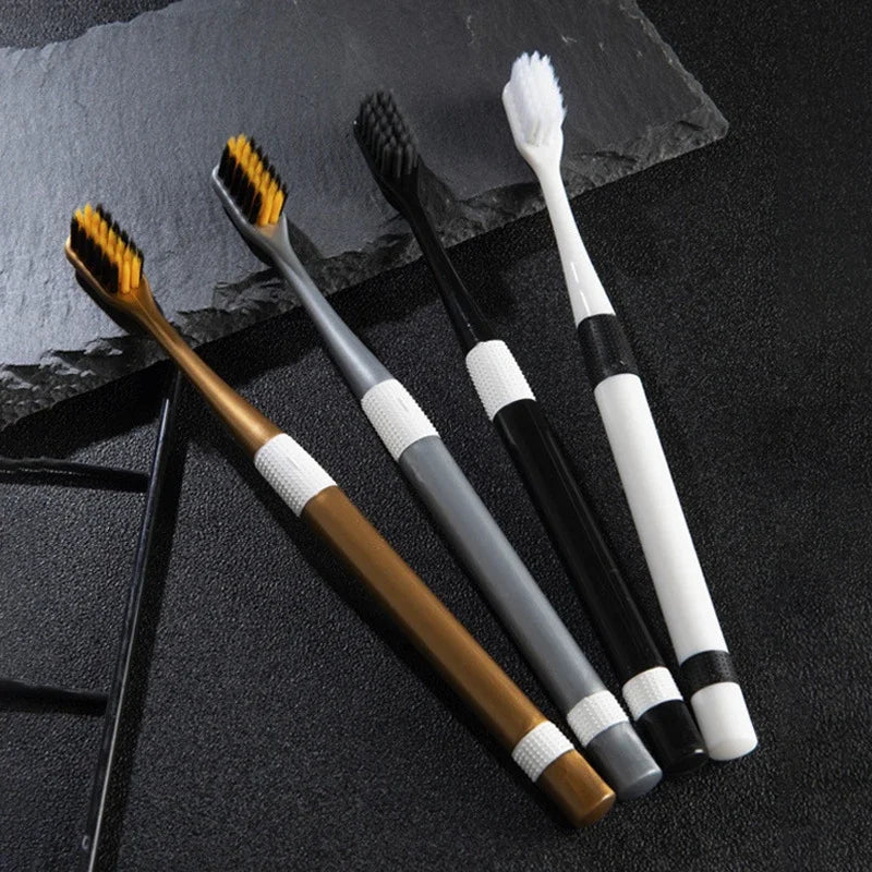 2 Pcs/Set Bamboo Charcoal Toothbrushes Ultra-Fine Soft Bristle Cleaning Family Outfit Couple Adult Fine Bristle Toothbrush Set Vue