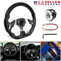 Aluminum Universal D Shape Racing Steering Wheel, With Universal Steering Wheel Quick Release Hub Kit Aluminum Alloy 6Bolt Quic Vue United States as illustrated